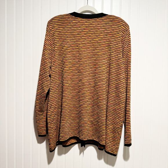 Exclusively Misook Orange Black Classic Knit Cardigan Single Button Plus Size 2X - Picture 5 of 5